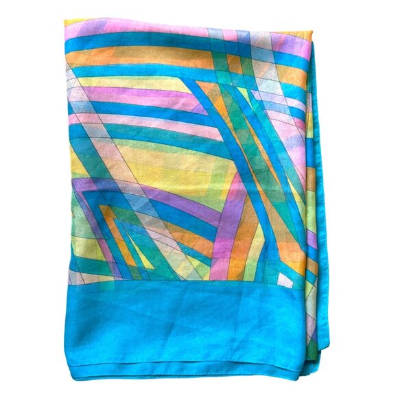 Colorful Geometric Pattern Scarf Wrap Women Blue - Picture 3 of 3